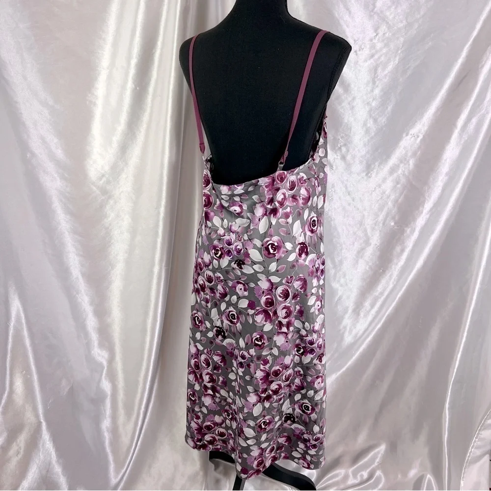 Cabernet Floral Slip Dress Romantic Sleepwear, Soft Feminine Effortless Lounge M